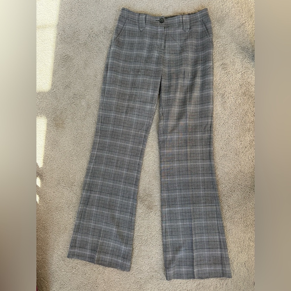 CAbi Black and White Plaid Trousers